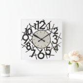 Big Numbers Wall Clock Quadratische Wanduhr (Zuhause)