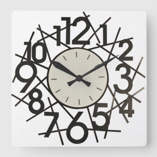 Big Numbers Wall Clock Quadratische Wanduhr (Vorderseite)