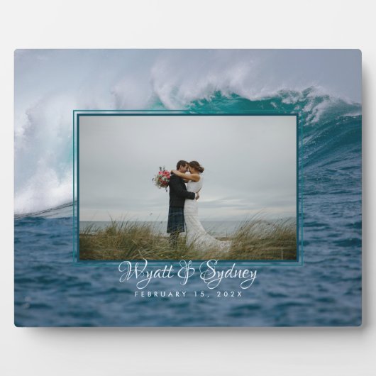 Big Ocean Wave Neu verheiratetes Foto Gift Plaque Fotoplatte (Vorderseite)