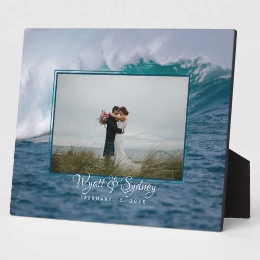 Big Ocean Wave Neu verheiratetes Foto Gift Plaque Fotoplatte (Seite)