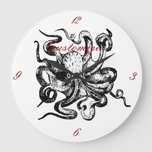 Big octopus Thunder_Cove Große Wanduhr (Vorderseite)