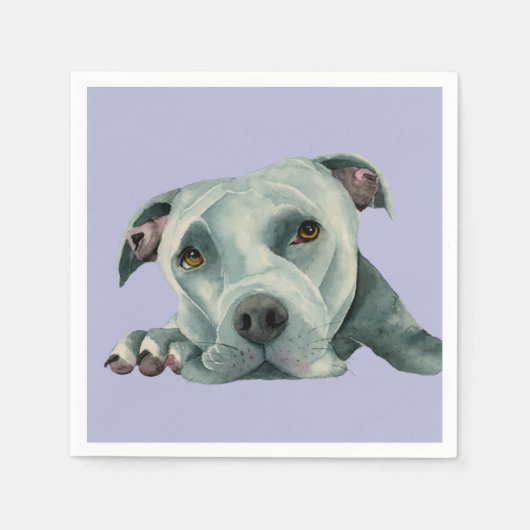 Big Ol' Head - Pit Bull Dog Aquarellmalerei Serviette (Vorderseite)