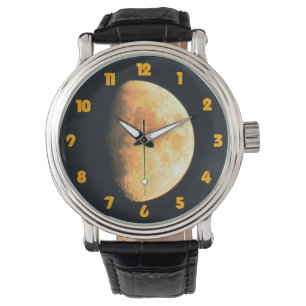 Big Old Moon Fat Orange Numbers wam Armbanduhr