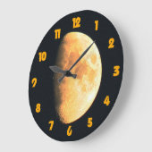 Big Old Moon Fat Orange Numbers Wccer Große Wanduhr (Winkel)