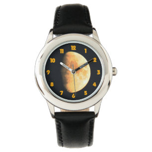 Big Old Moon Fat Orange Zahlen waren Armbanduhr