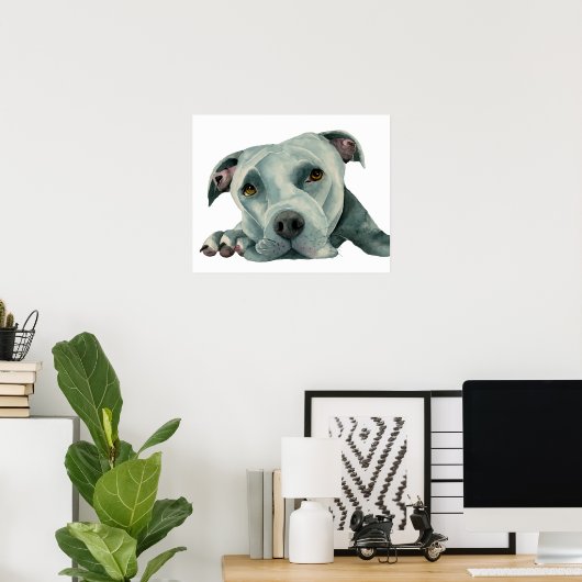 Big Ol'Head | Pit Bull Dog Aquarellmalerei Poster (Heimbüro)