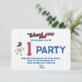 Big One Baseball Rookie des Jahres ersten Geburtst Dankeskarte (Stehend Vorderseite)