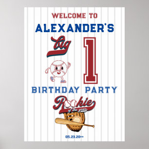 Big One Baseball Rookie Erster Geburtstag Willkomm Poster