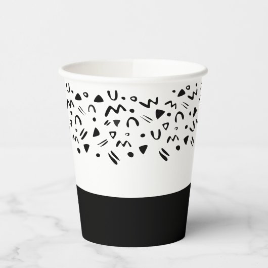 Big One Birthday 90s Squiggle Muster Papier Becher (Links)