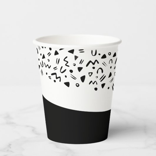 Big One Birthday 90s Squiggle Muster Papier Becher (Vorderseite)
