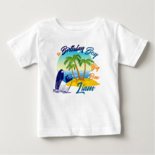 Big One Birthday Boy Beach Thema Personalisierter Baby T-shirt