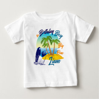 Big One Birthday Boy Beach Thema Personalisierter  Baby T-shirt