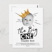 Big One First Birthday Foto Vielen Dank Postkarte (Vorne/Hinten)