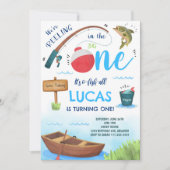 Big One Fishing 1. Geburtstag Einladung (Vorderseite)