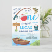 Big One Fishing 1. Geburtstag Einladung (Stehend Vorderseite)