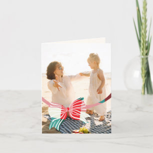 Big One Foto Green & Red Kariert getippt mit Bow Feiertagskarte