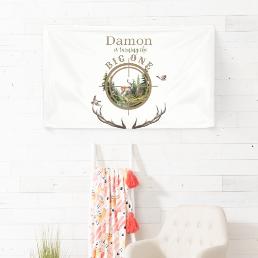Big One Hunting First Birthday Banner (Insitu)