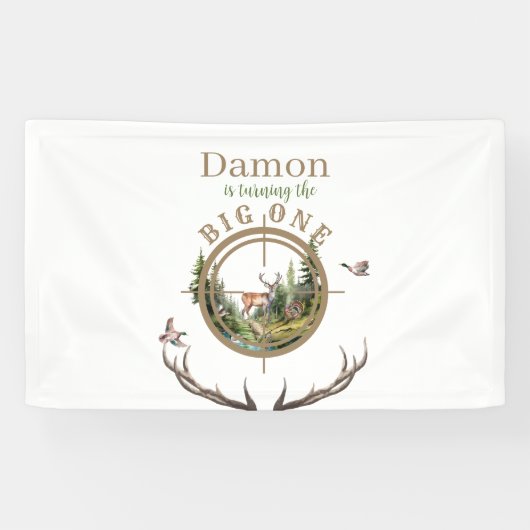 Big One Hunting First Birthday Banner (Horizontal)