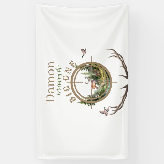 Big One Hunting First Birthday Banner (Vertikal)