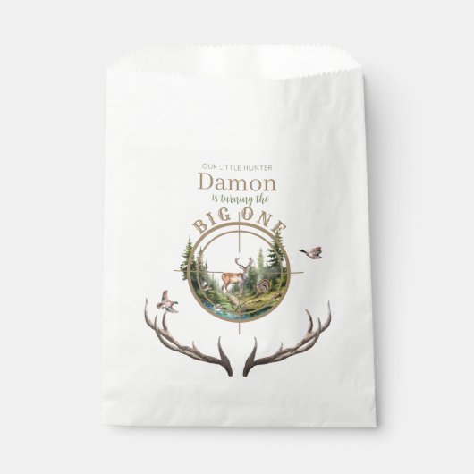 Big One Hunting First Birthday Geschenktütchen (Vorderseite)