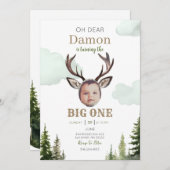 Big One Junting First Birthday Foto Einladung (Vorne/Hinten)