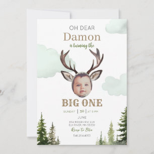 Big One Junting First Birthday Foto Einladung