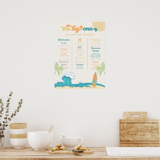 Big One Surfing Meilenstein Poster (Küche)