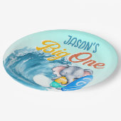 Big One Surfstrand 1. Geburtstag Party Elefant Pappteller (Schrägansicht)