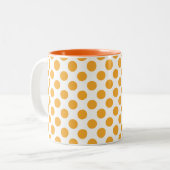 Big Orange Punkte auf Weiß Zweifarbige Tasse (Vorderseite Links)