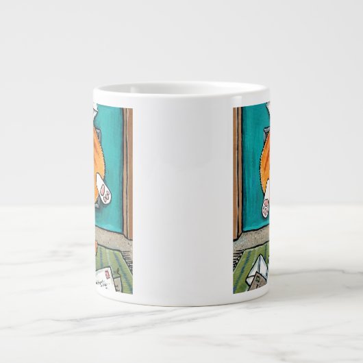 Big Orange Tabby Cat Cat Flap Coffee Tasse (Vorderseite)