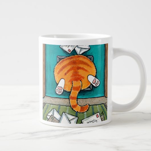 Big Orange Tabby Cat Cat Flap Coffee Tasse (Rechts)