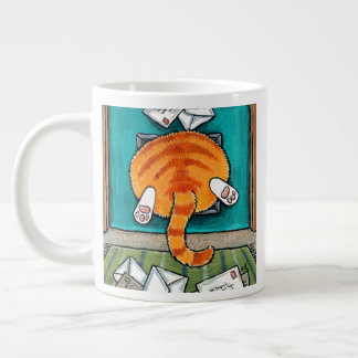 Big Orange Tabby Cat Cat Flap Coffee Tasse