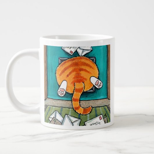 Big Orange Tabby Cat Cat Flap Coffee Tasse (Links)