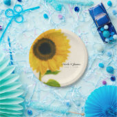 Big Painted Sunflower Rustic Country Party Pappteller (Party)