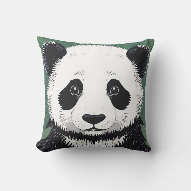 Big Panda Face Ästhetik Kissen (Vorderseite)
