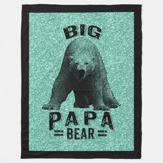 Big Papa Bär Schwarzer Rahmen Text & Polarbär Fleecedecke (Vorderseite)