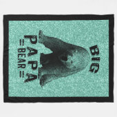 Big Papa Bär Schwarzer Rahmen Text & Polarbär Fleecedecke (Vorderseite (Horizontal))