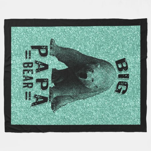 Big Papa Bär Schwarzer Rahmen Text & Polarbär Fleecedecke (Vorderseite (Horizontal))