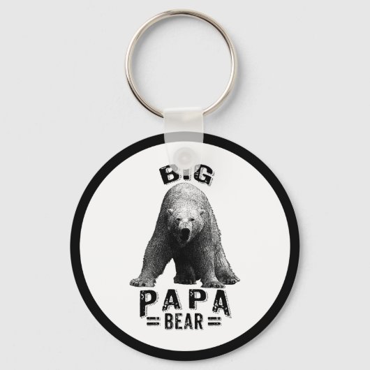 Big Papa Bär Schwarzer Text & Polarbär Schlüsselanhänger (Vorderseite)