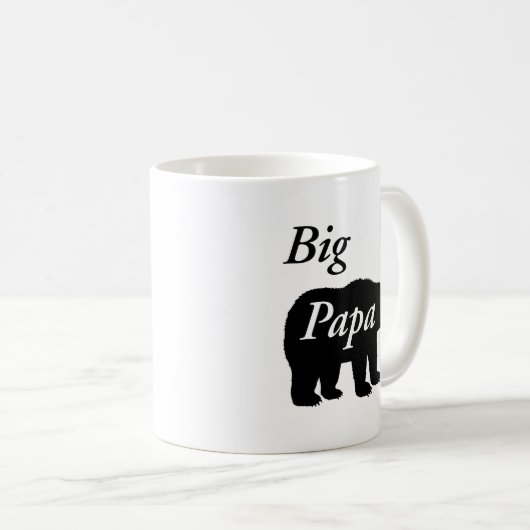 Big Papa Bear Black and White Kaffeetasse (VorderseiteRechts)