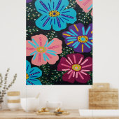 Big Pastel-Blume auf schwarz Poster (Küche)