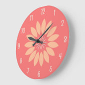 Big Peach Blume auf Korallen Große Wanduhr (Winkel)