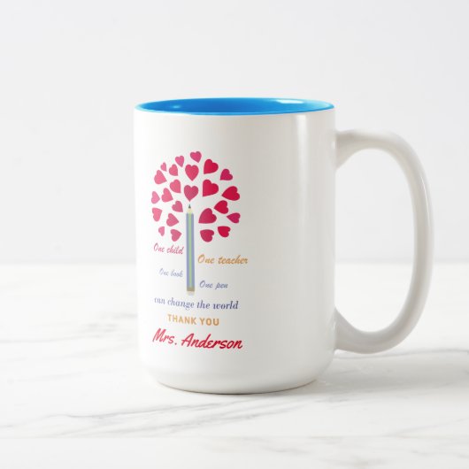 Big Pencil Baum / Lehrer Bewertung Zwei-Tonen-Co Zweifarbige Tasse (Rechts)