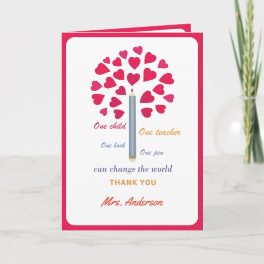 Big Pencil Baum / Lehrer Wertschätzung Dankeskarte (Vorderseite)