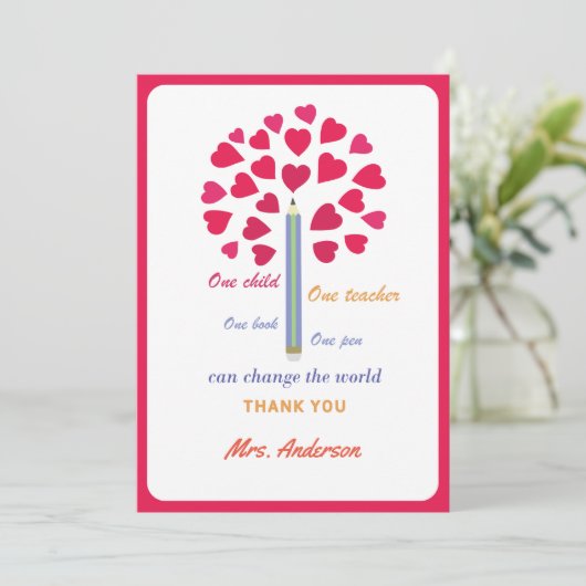 Big Pencil Baum / Lehrer Wertschätzung Dankeskarte (Stehend Vorderseite)