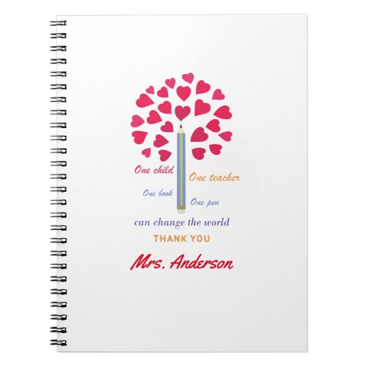 Big Pencil Baum / Lehrer Wertschätzung Notizblock (Vorderseite)