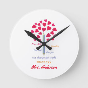 Big Pencil Baum / Lehrer Wertschätzung Runde Wanduhr