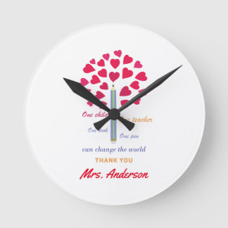 Big Pencil Baum / Lehrer Wertschätzung Runde Wanduhr