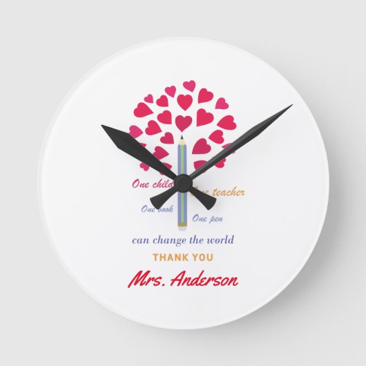 Big Pencil Baum / Lehrer Wertschätzung Runde Wanduhr (Vorderseite)