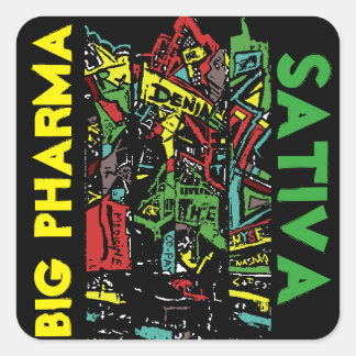 BIG PHARMA SATIVA QUADRATISCHER AUFKLEBER